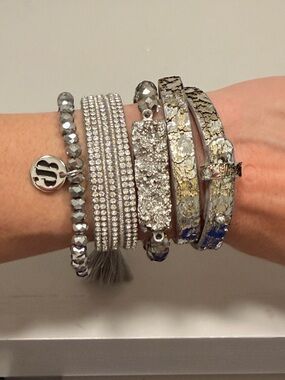 BOMB PARTY! HIGHLY SOUGHT AFTER Metallic stack with extra BP bracelet!!